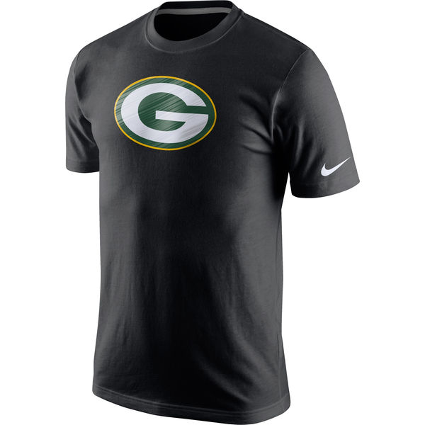 Men NFL Nike Green Bay Packers Fast Logo TShirt Black->nfl t-shirts->Sports Accessory